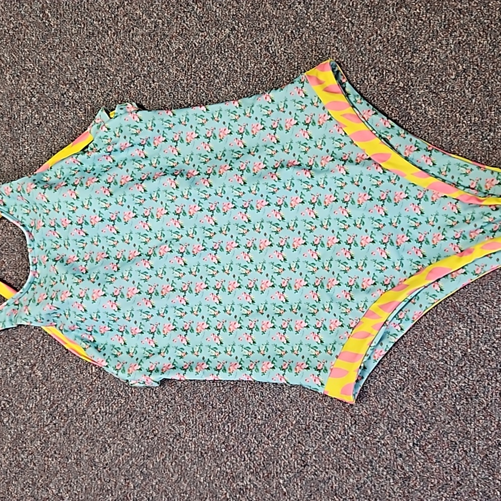 Swimsuits For All Floral One Piece - Aqua and Pink